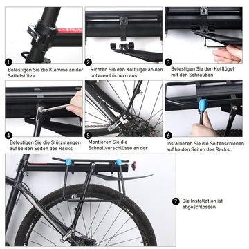 Tidyard Fahrrad-Gepäckträger 3in1 Gepäckträger,Mit Elastische Schnur + Reflektor,53 * 14 cm, Mit Montagezubehör