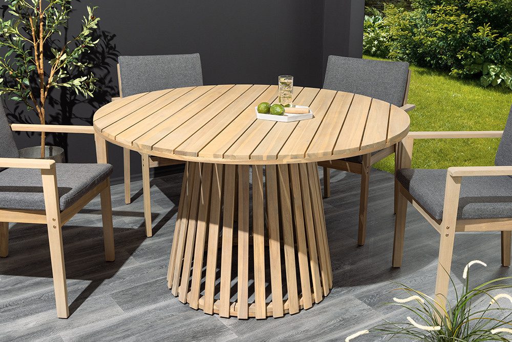 riess-ambiente Gartentisch KOPENHAGEN 120cm natur – rund, wetterfest, Massi günstig online kaufen