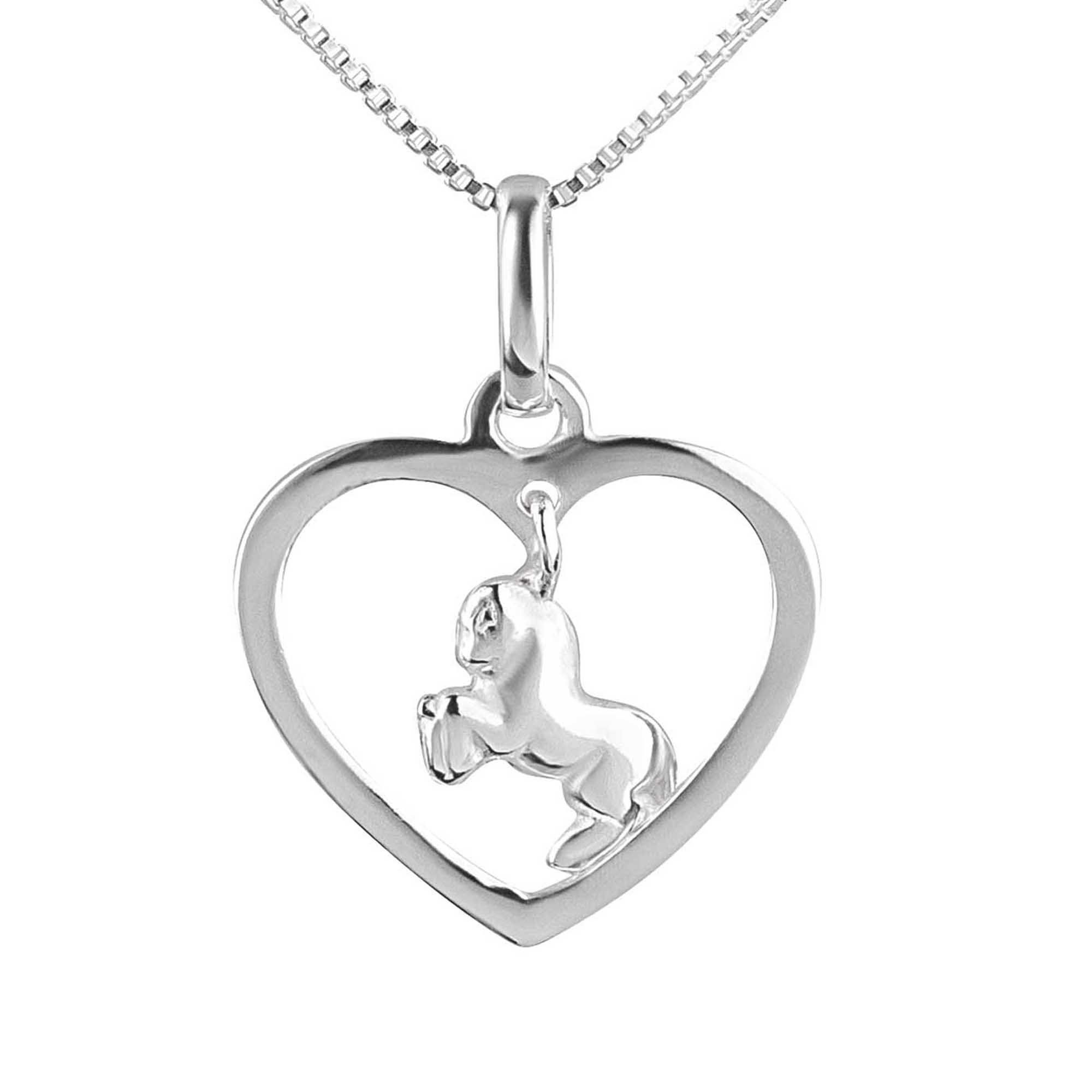 Kettenanhänger Kette Anhänger Pferd Herz 925 Silber Kinder Mädchen