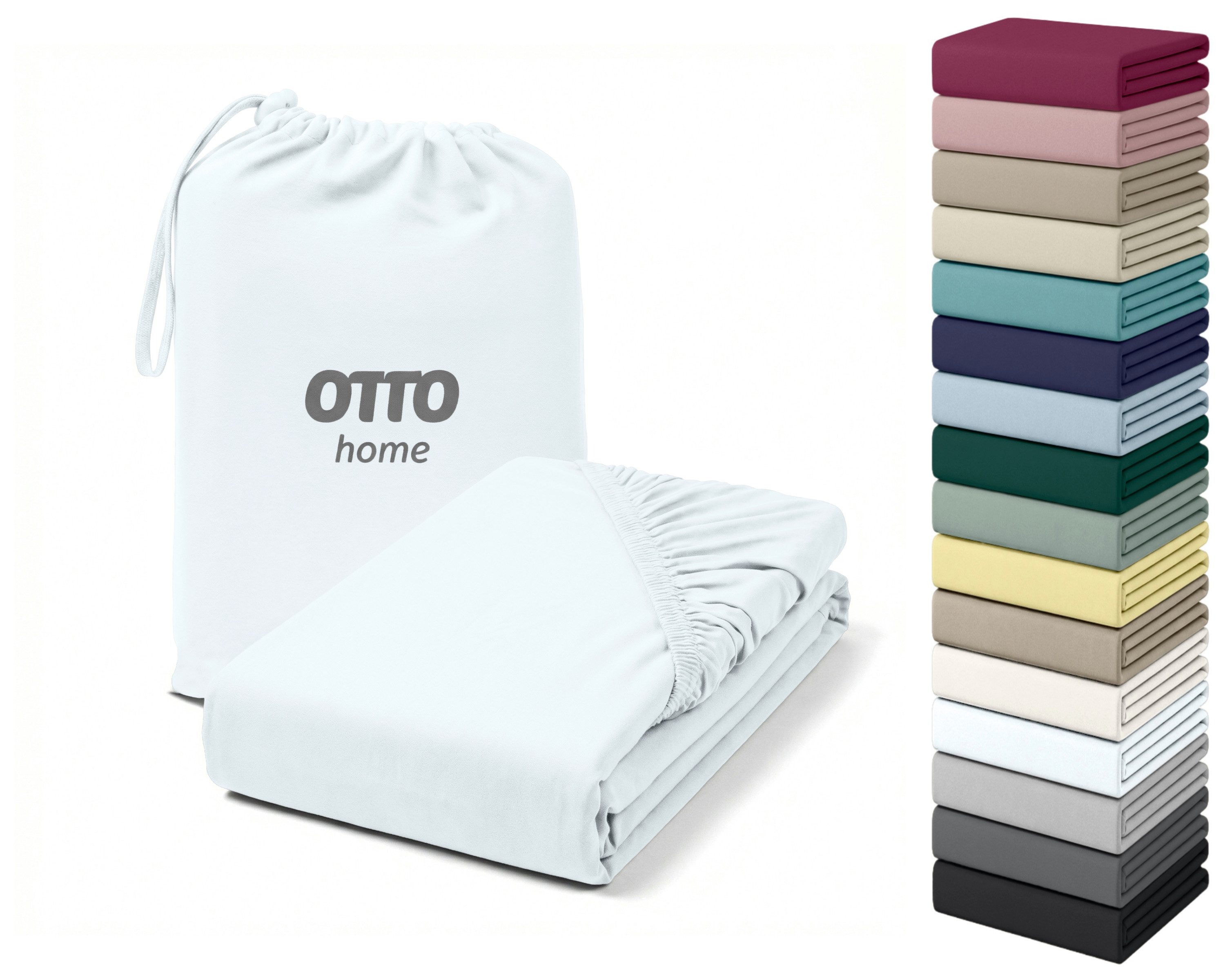 OTTO home Spannbettlaken Cremona für Matratzen bis 30 cm Höhe, Zwirn-Jersey (220g/m), Gummizug: rundum, (1 Stück), NEU! 96% Baumwolle & 4% Elasthan, in Basic, Komfort & Premium Qualität