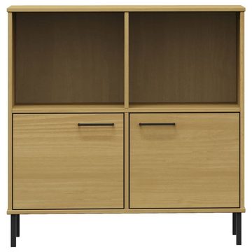 vidaXL Regal Bücherregal OSLO mit Metallbeinen Braun 90x35x90,5cm Massivholz