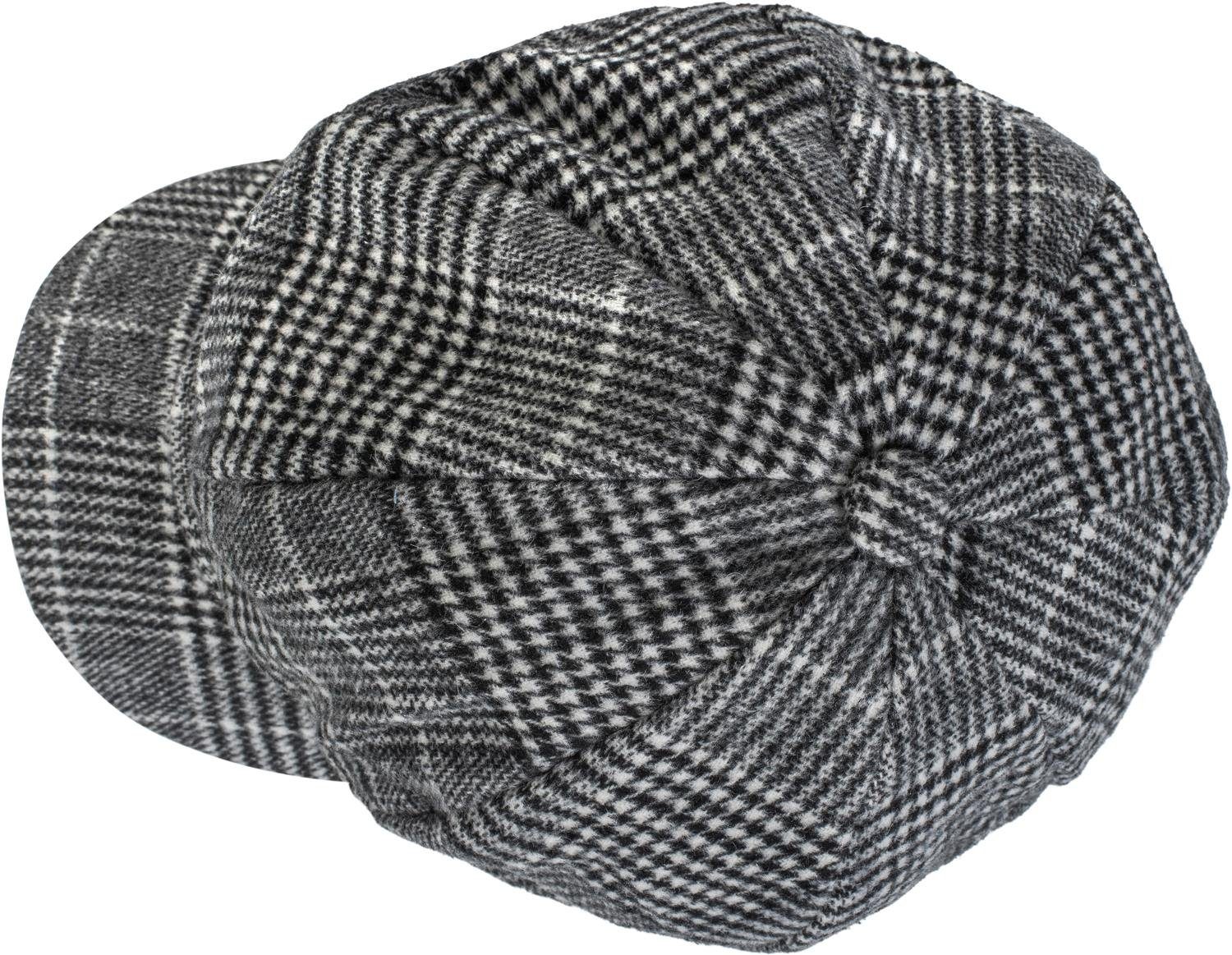 styleBREAKER Bakerboy (1-St) Schwarz-Weiß Muster Karo Glencheck Ballonmütze mit Mütze