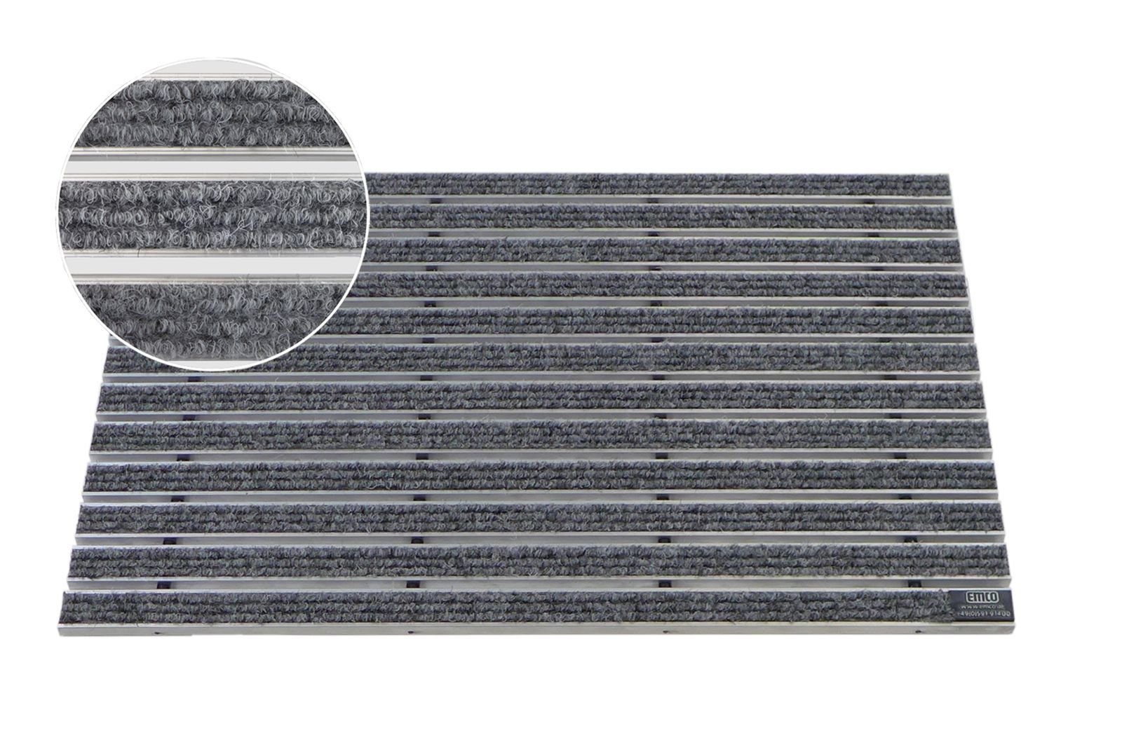 Fußmatte Emco Eingangsmatte DIPLOMAT 12mm, Rips Hellgrau, Emco, rechteckig, Höhe: 12 mm, Größe: 590x390 mm, für Innen- und überdachten Außenbereich