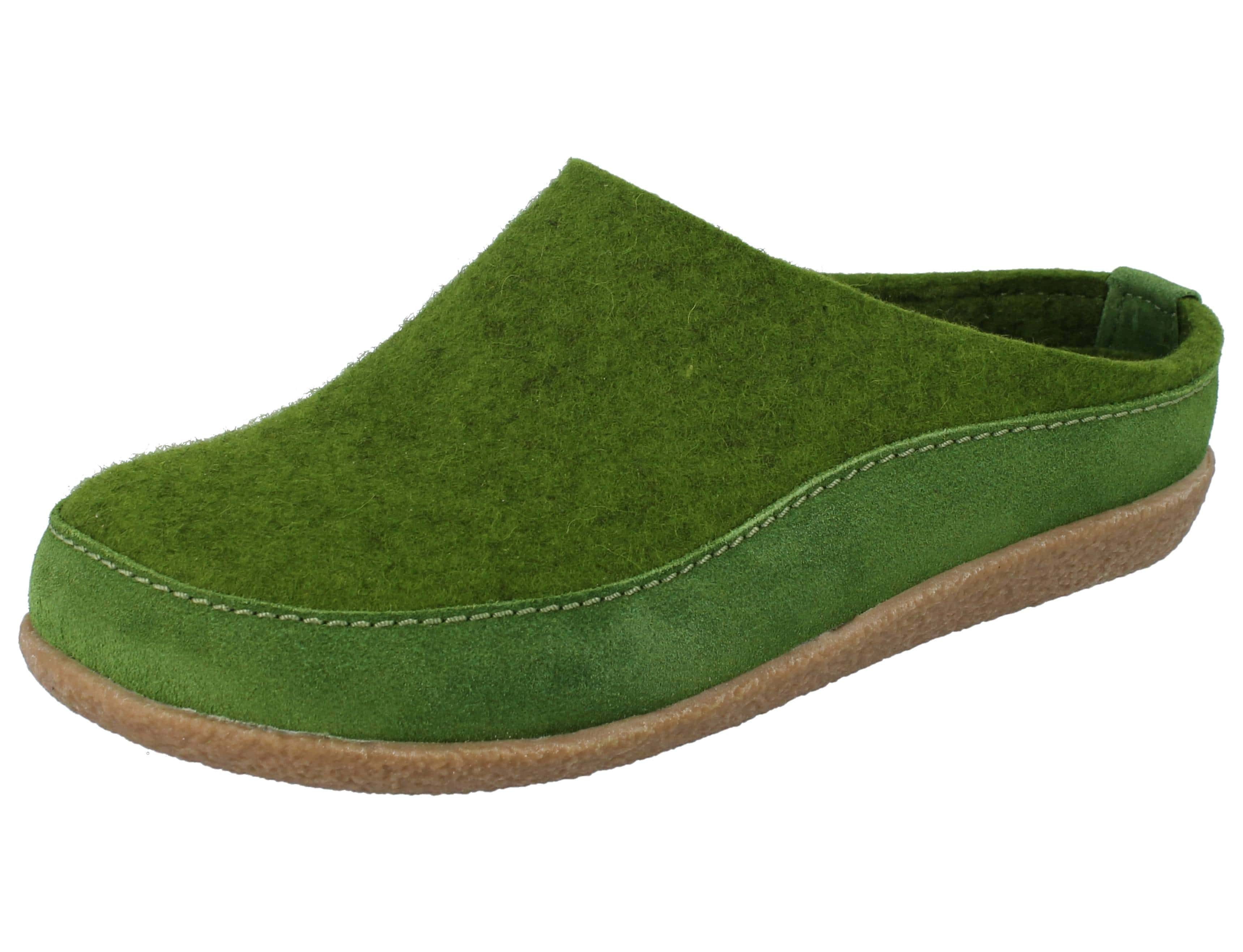 Haflinger HAFLINGER Blizzard Skane Damen Filzclogs grasgrün Wollfilz - Größe: Clog Wechselfußbett
