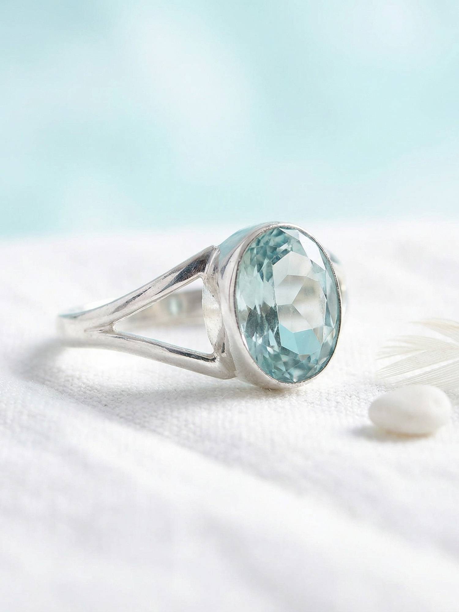 mantraroma Silberring HARDIN aus 925 Silber mit blau Topas (Ring mit Schmuc günstig online kaufen
