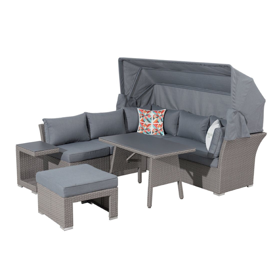 MANDALIKA Garden GartenloungeSet Dining Lounge Set Daybed Relax mit Dach