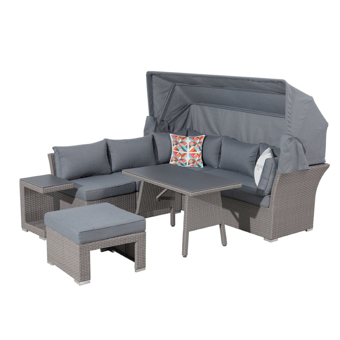 MANDALIKA Garden Gartenlounge-Set Dining Lounge Set -Daybed Relax mit Dach