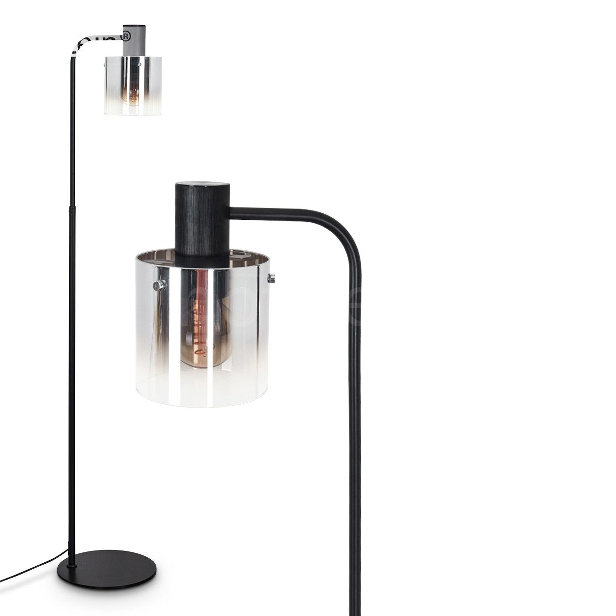 Stehlampe »Castelfiorentino« Stehlampe aus Metall/Glas, Schwarz/Rauchfarben/Klar