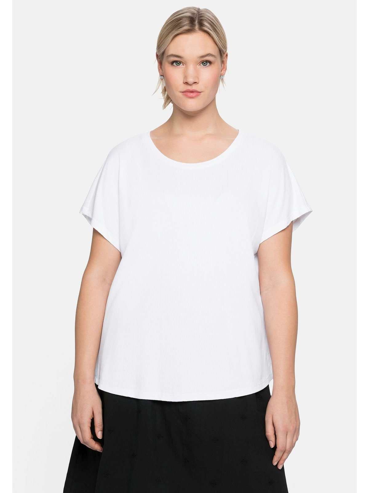 Streifenstruktur Größen Sheego Große Oversize-Shirt mit dezenter
