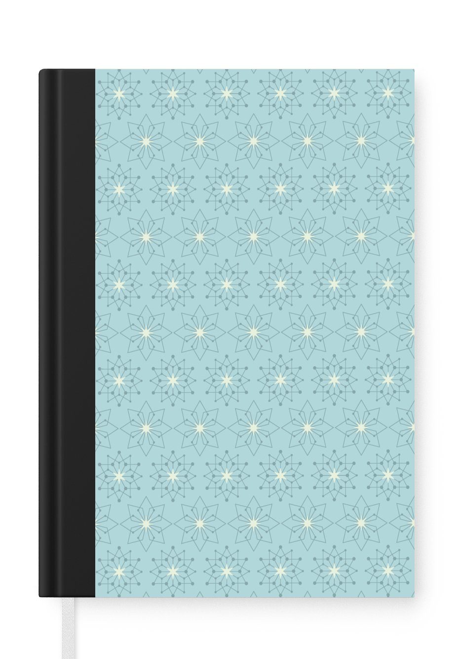 MuchoWow Notizbuch Schneeflocken - Winter - Design - Sterne, Journal, Merkzettel, Tagebuch, Notizheft, A5, 98 Seiten, Haushaltsbuch