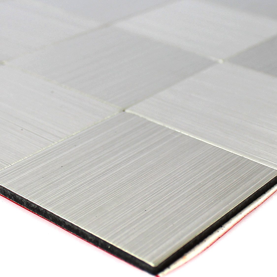 Mosafil Mosaikfliesen Metall Mosaik Fliesen Selbstklebend Mikros Silber Quadrat 50, Metall-Edelstahl 30.500x30.500, silber