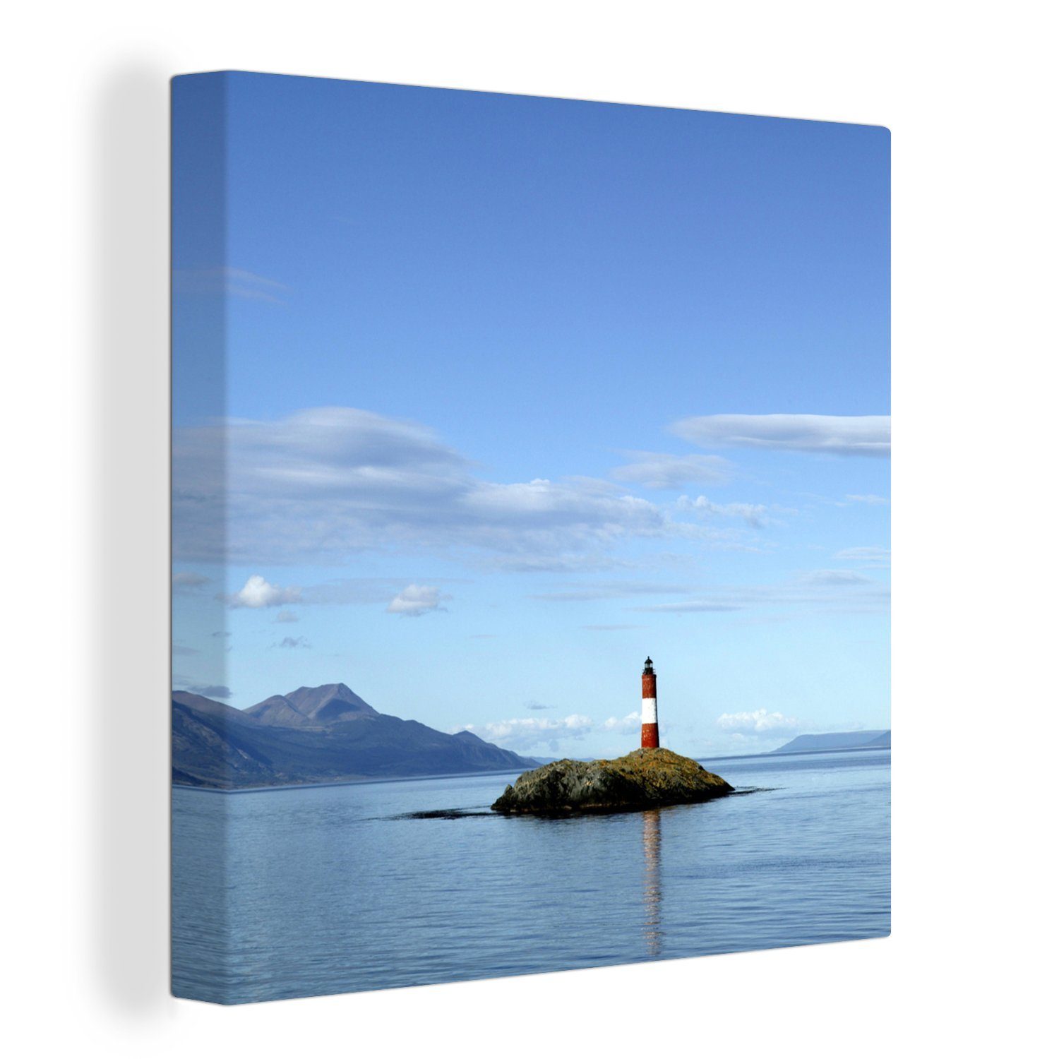 OneMillionCanvasses® Leinwandbild Leuchtturm - Insel - Meer, (1 St), Leinwand Bilder für Wohnzimmer Schlafzimmer