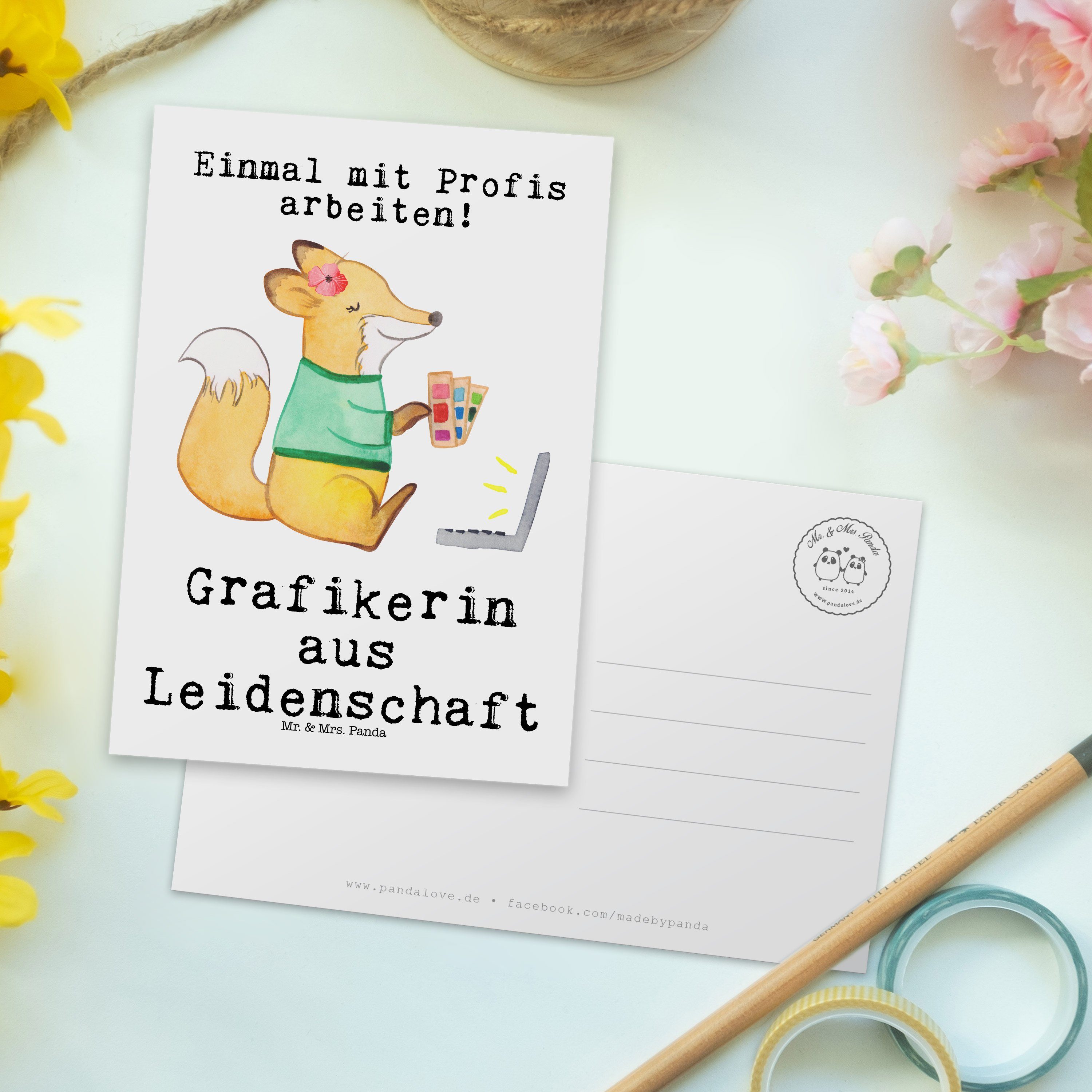 Panda - aus Mrs. Mediengesta Mr. Grafikerin Grußkarte, & Postkarte - Leidenschaft Weiß Geschenk,