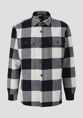 QS Langarmhemd Oversize-Hemdjacke aus Baumwolle Label-Patch