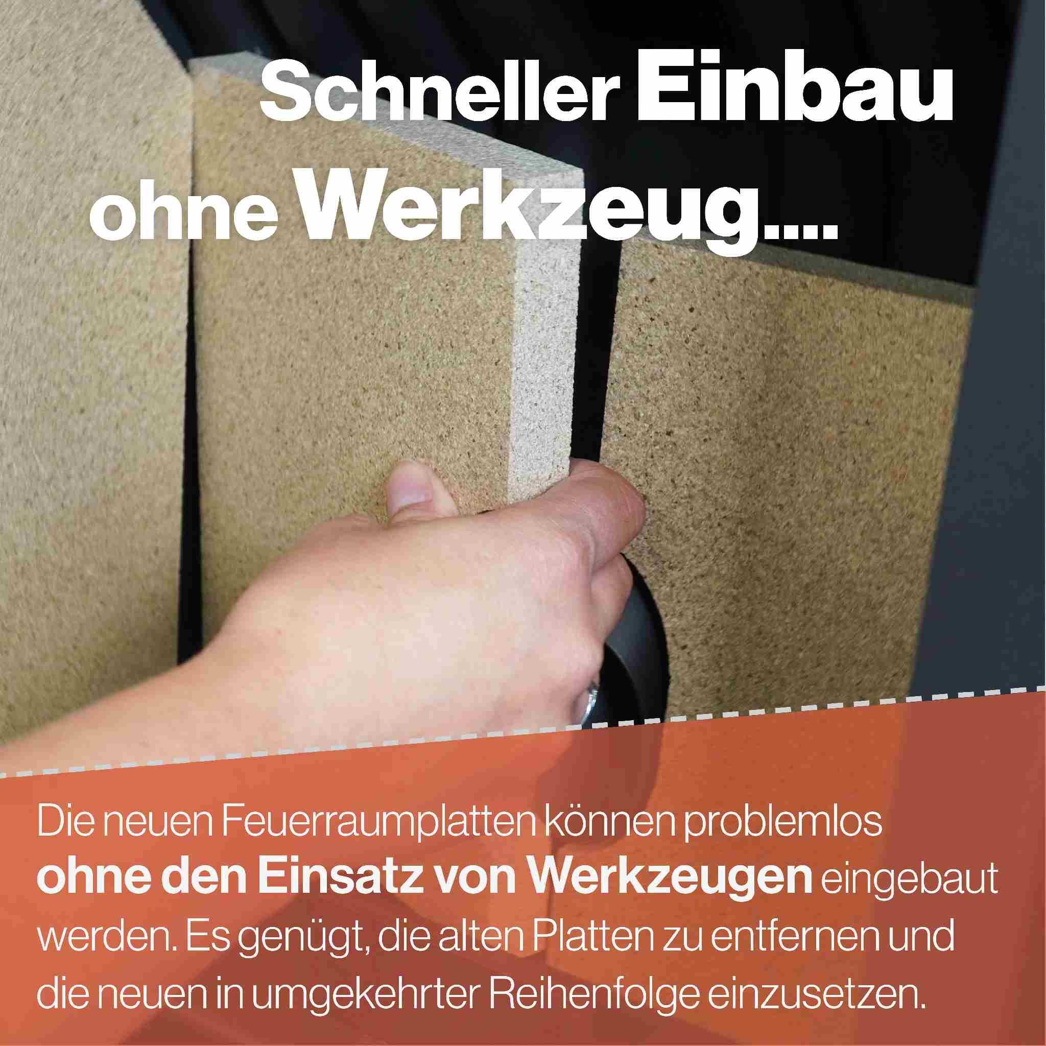 Feuerfest 123 GmbH Feuerraumplatten Feuerraumauskleidung 10-teilig passend für Justus** (Vermiculite)