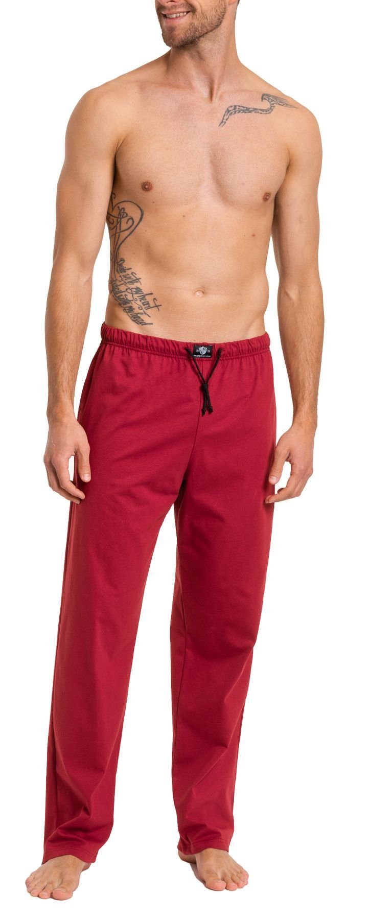 HAASIS Bodywear 1919 Pyjamahose Herren Jerseyhose 77114873-weinrot (1-tlg) Optimale Passform, pflegeleicht, formbeständig, hautfreundlich