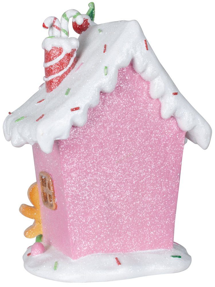 Weihnachtliche mit Pfefferkuchenhaus, Weihnachtshaus Christmas bunt Paradise Dekoration, mit Lebkuchenhaus Rosa 20cm LED Glitzer