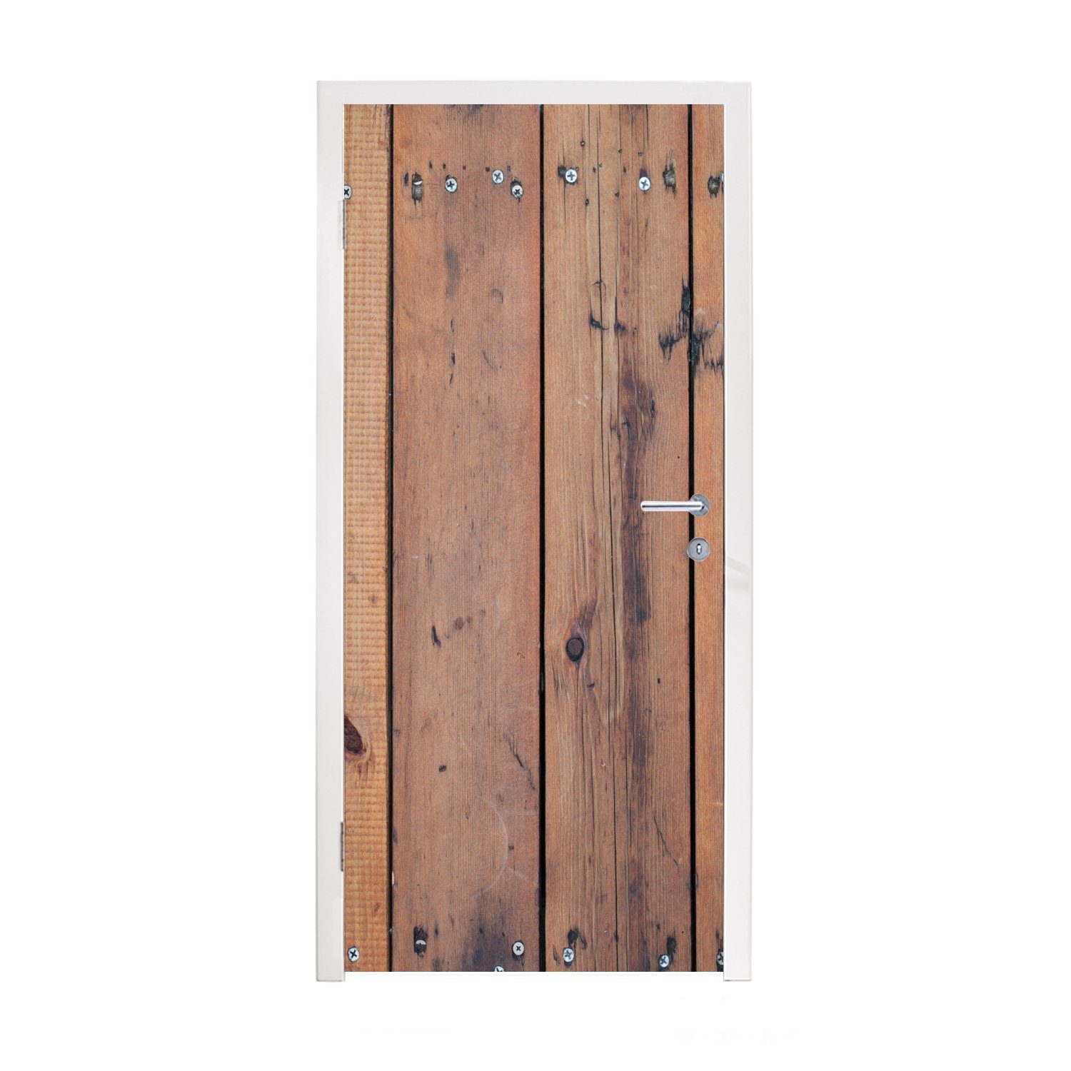 MuchoWow Türtapete Struktur der verwitterten Bretter, Matt, bedruckt, (1 St), Fototapete für Tür, Türaufkleber, 75x205 cm