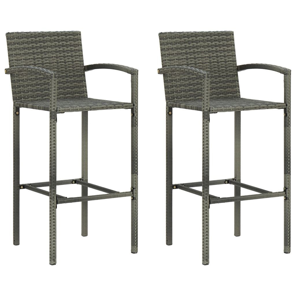 vidaXL Barhocker Barhocker 2 Stk. Grau Poly Rattan (2 St)