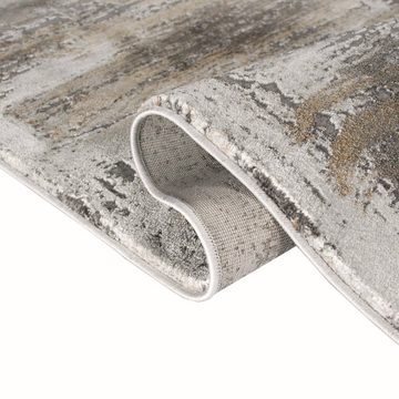 Teppich Teppich mit Glanzfasern in grau senfgelb, TeppichHome24, rechteckig
