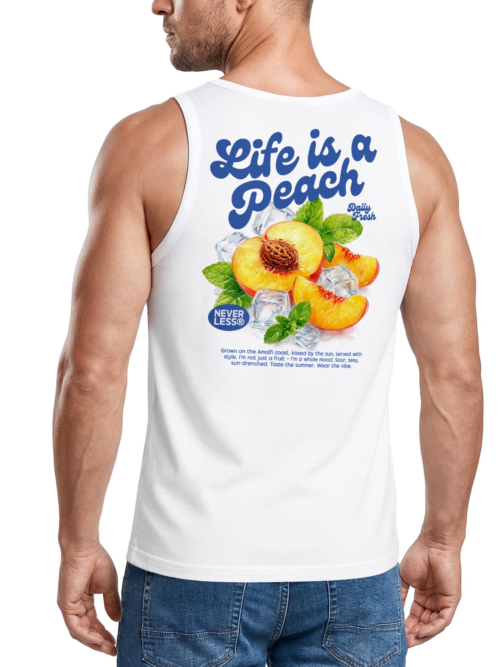 Neverless Tanktop Tanktop Herren mit Grafik-Print - Design life is a peach - mit Print