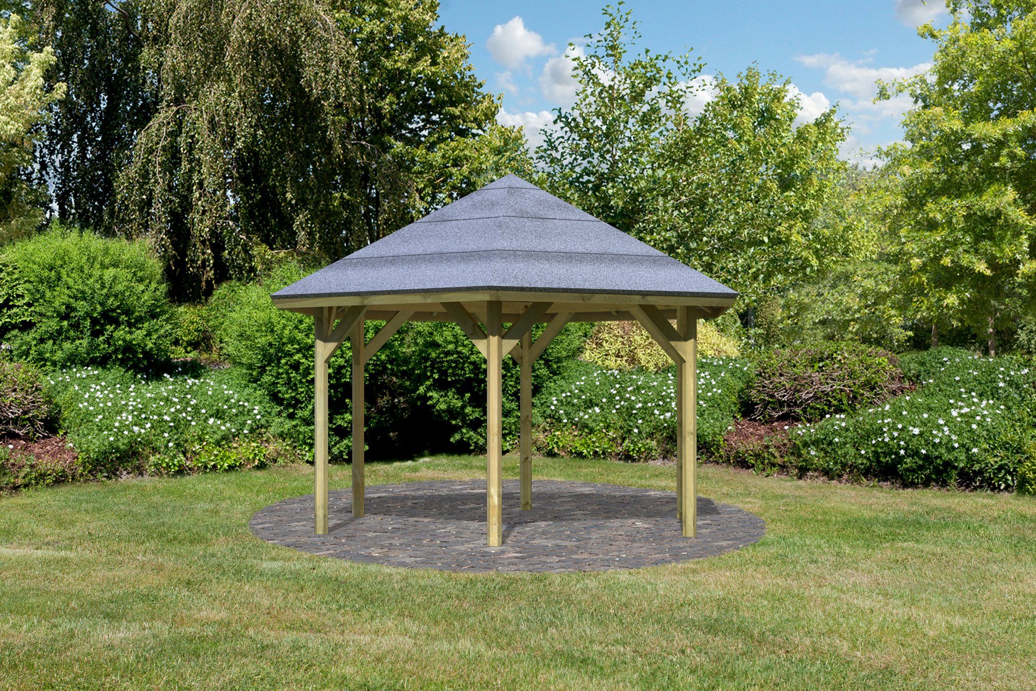 Karibu Pavillon Oslo 2, (Set), BxTxH: 392x451x315 cm, mit H-Pfostenanker
