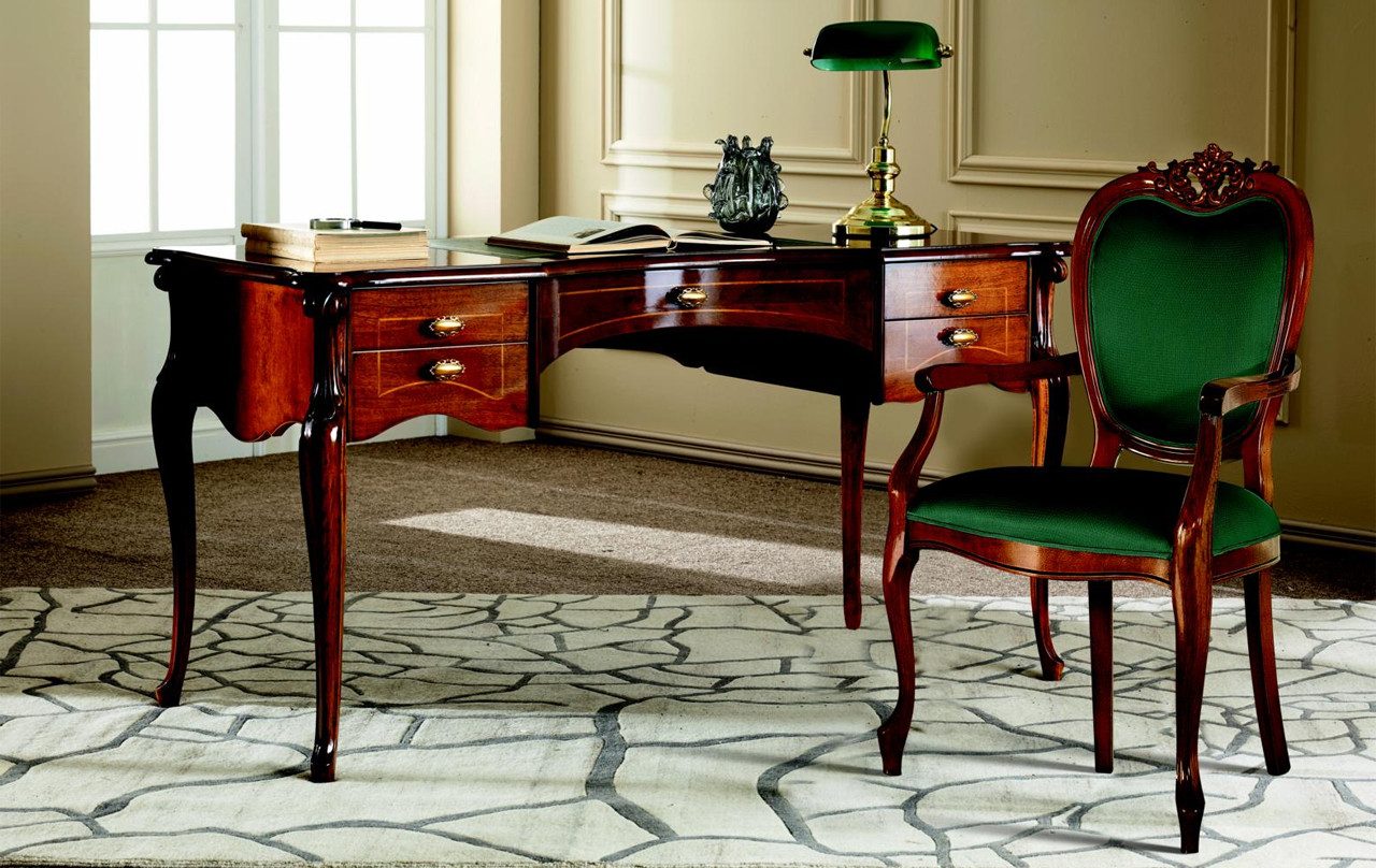 Xlmoebel Arbeitstisch Italienischer Barock Rokoko Schreibtisch 2-teiliges Set, Hergestellt in Italy