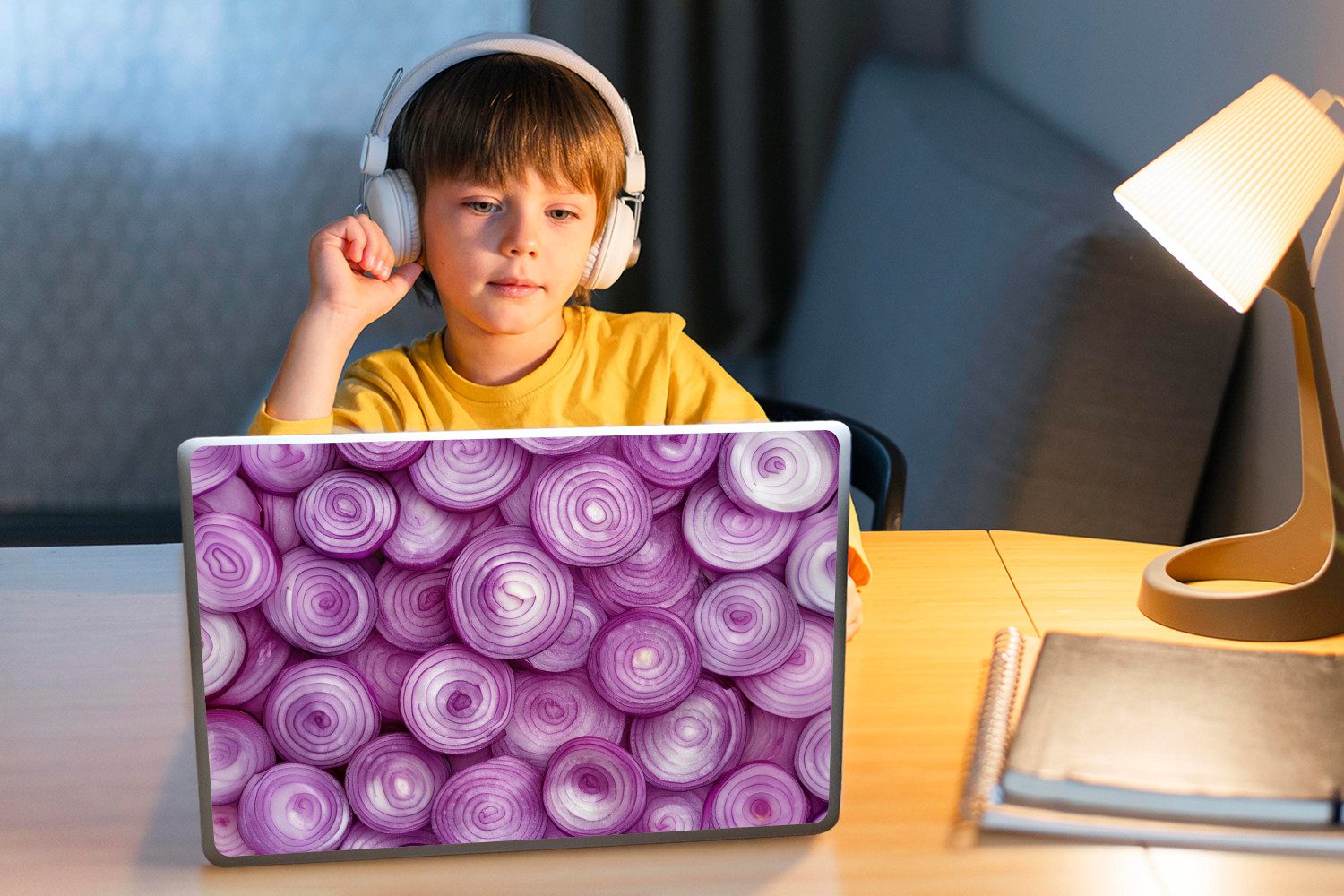 MuchoWow Laptop-Aufkleber Lila - Zwiebeln - Nahaufnahme, (1tlg), Laptop Folien Cover, Aufkleber, Sticker, Schutz vor Kratzern, 30x21 cm