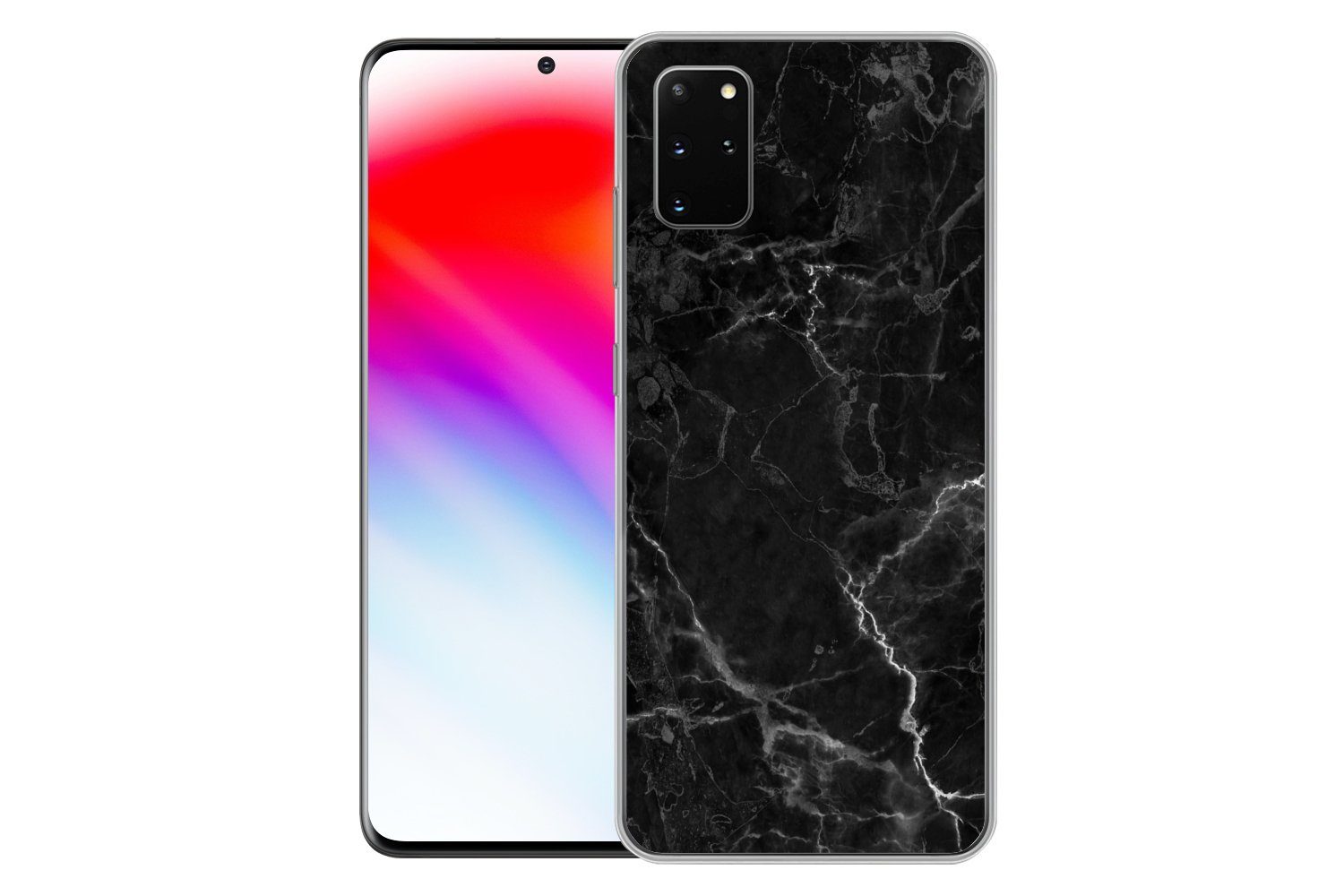 MuchoWow Handyhülle für Samsung Galaxy S20 Plus Marmor - Schwarz - Weiß - Textur - Marmoro, Phone Case, Silikon, Schutzhülle Dünn