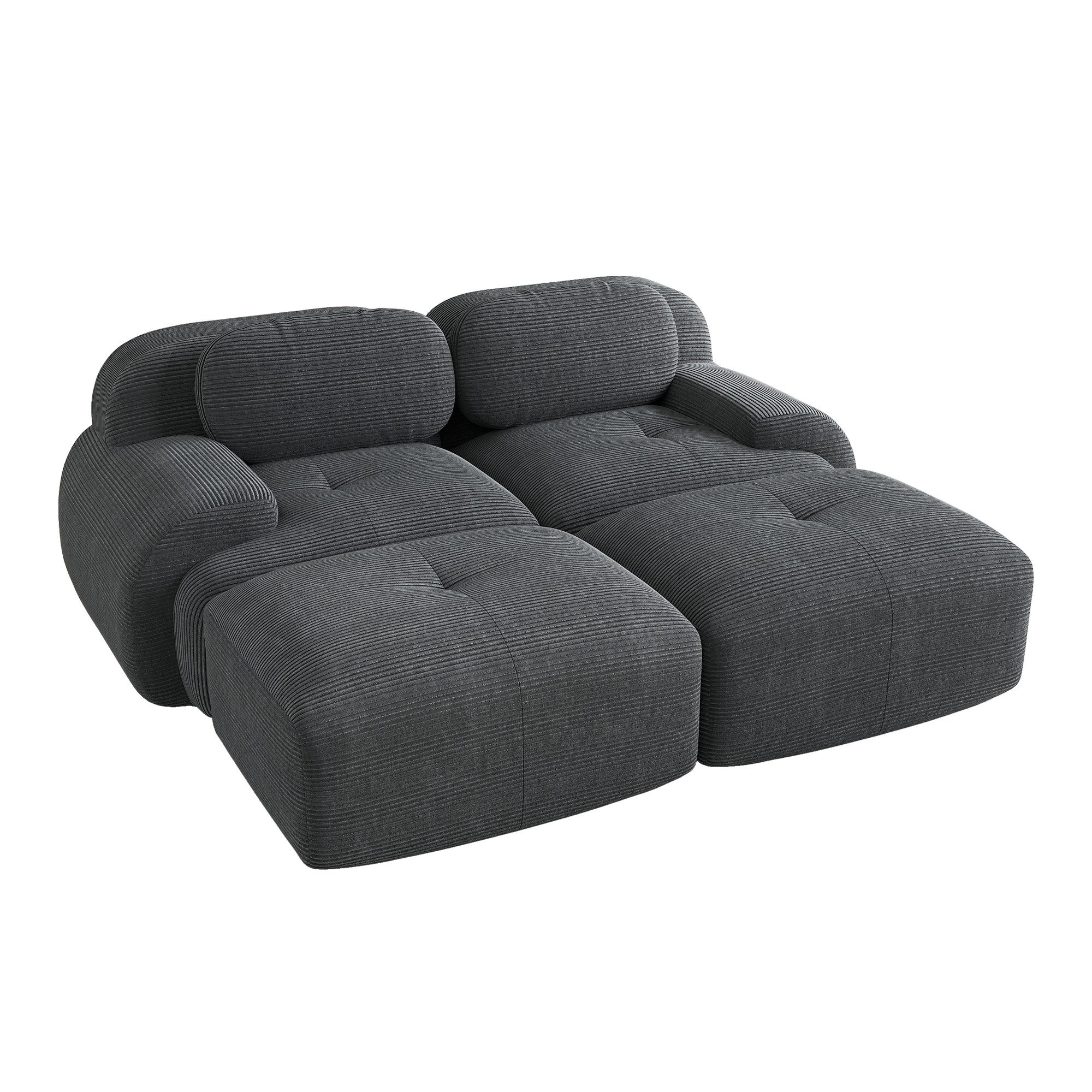 BlingBin Sofa Sofa aus Cordstoff, modular kombinierbar Polstersofa, 2-Sitzer Liegesofa 208 x 178 x 70 cm 1 Teile, hochelastische Polsterung für Wohnzimmer, Schlafzimmer und Heimkino
