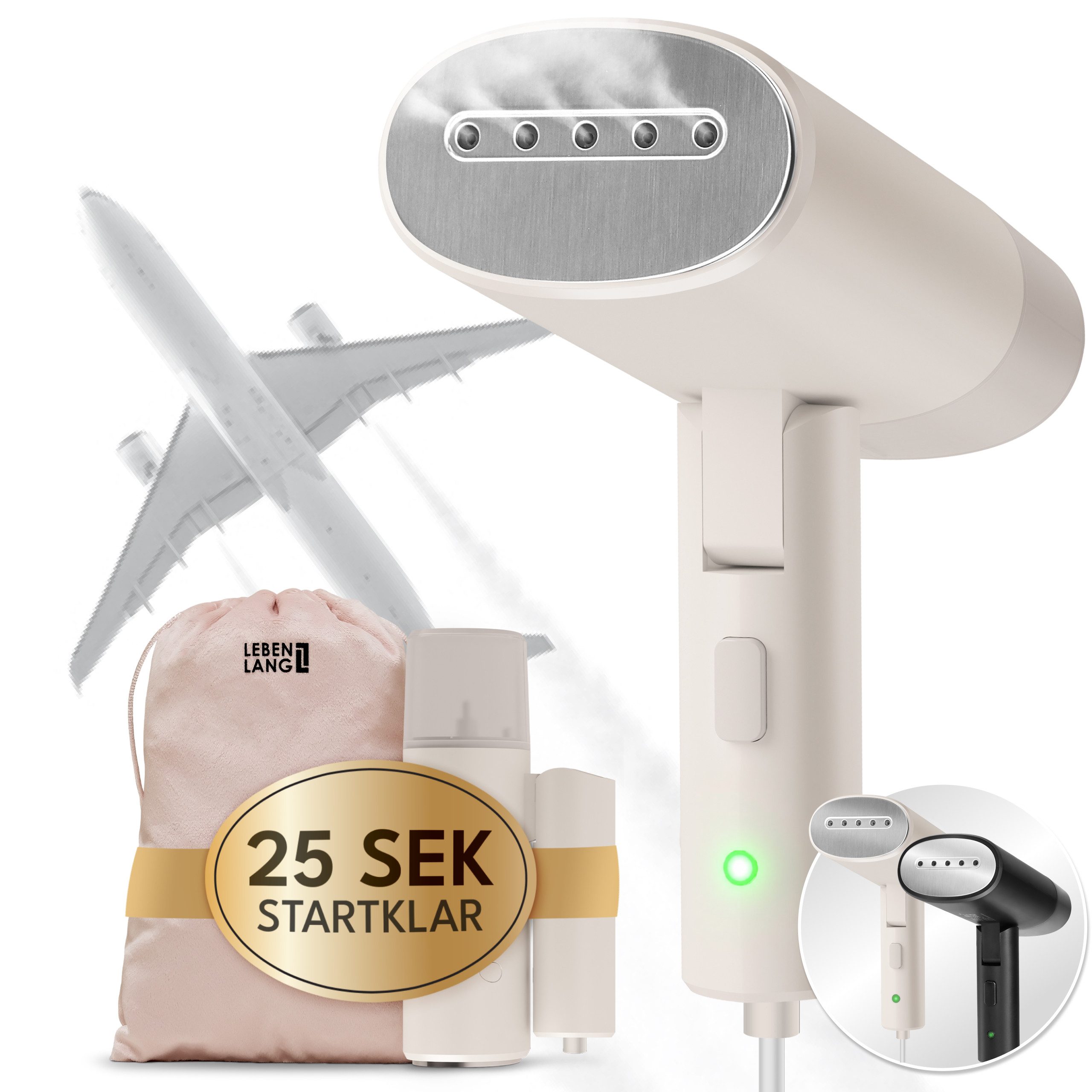 Lebenlang Reise-Dampfbügeleisen Travel Steamer, Mit 120ml Tank, Praktischer Reisebegleiter, 900,00 W, Kompakt & Faltbar
