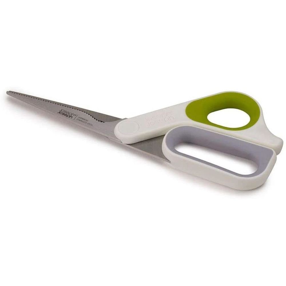 Joseph Joseph Kräuterschere PowerGrip, Allzweck-Küchenschere Weiß/Grün Geflügelschere beidhändig