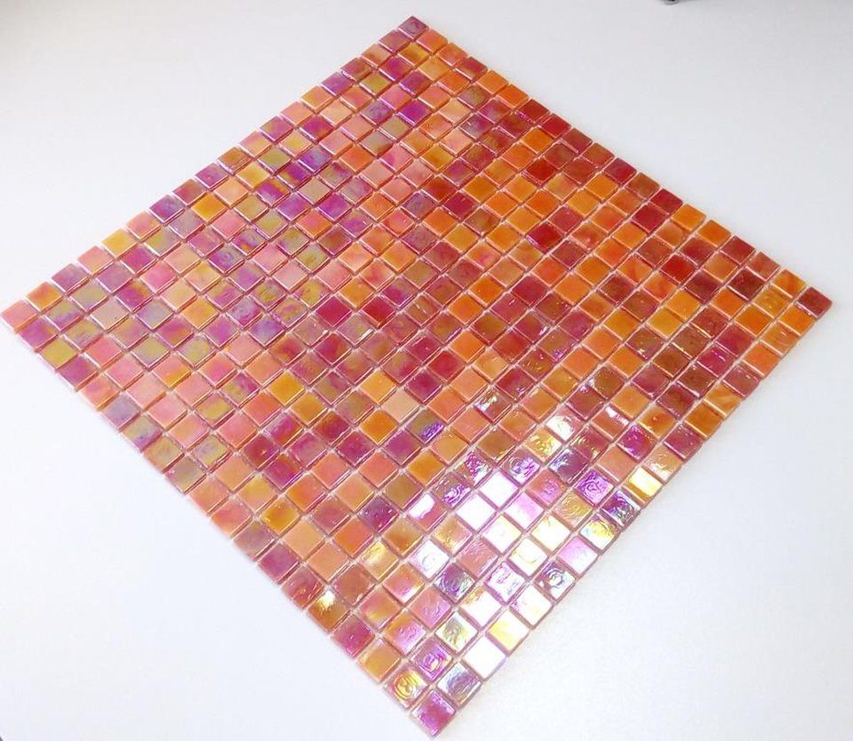 Mosani Mosaikfliesen Glasmosaik Mosaikfliesen orange rot irisierend Wand Fliesenspiegel