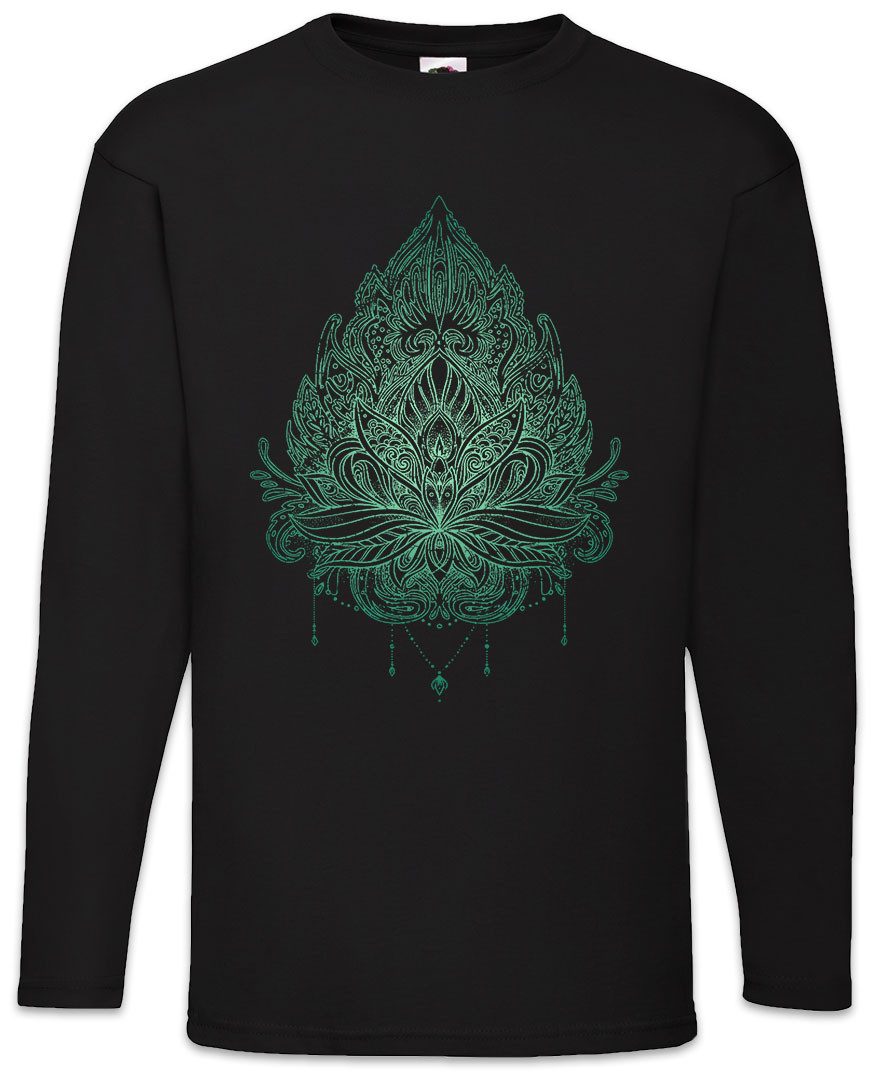 Urban Backwoods Langarmshirt Green Lotus And Prayer Beads Langarm T-Shirt Sutra Tantra OM Shiva (1-tlg) Buddhismus Buddha Pilates Yoga