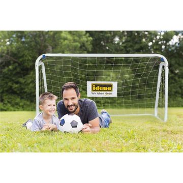 Idena Fußballtor Fußballtor aus Metall mit Netz, ca. 124 x 96 x 61 cm, Weiß, ideal für Outdoor, Garten, Park, Strand und Halle