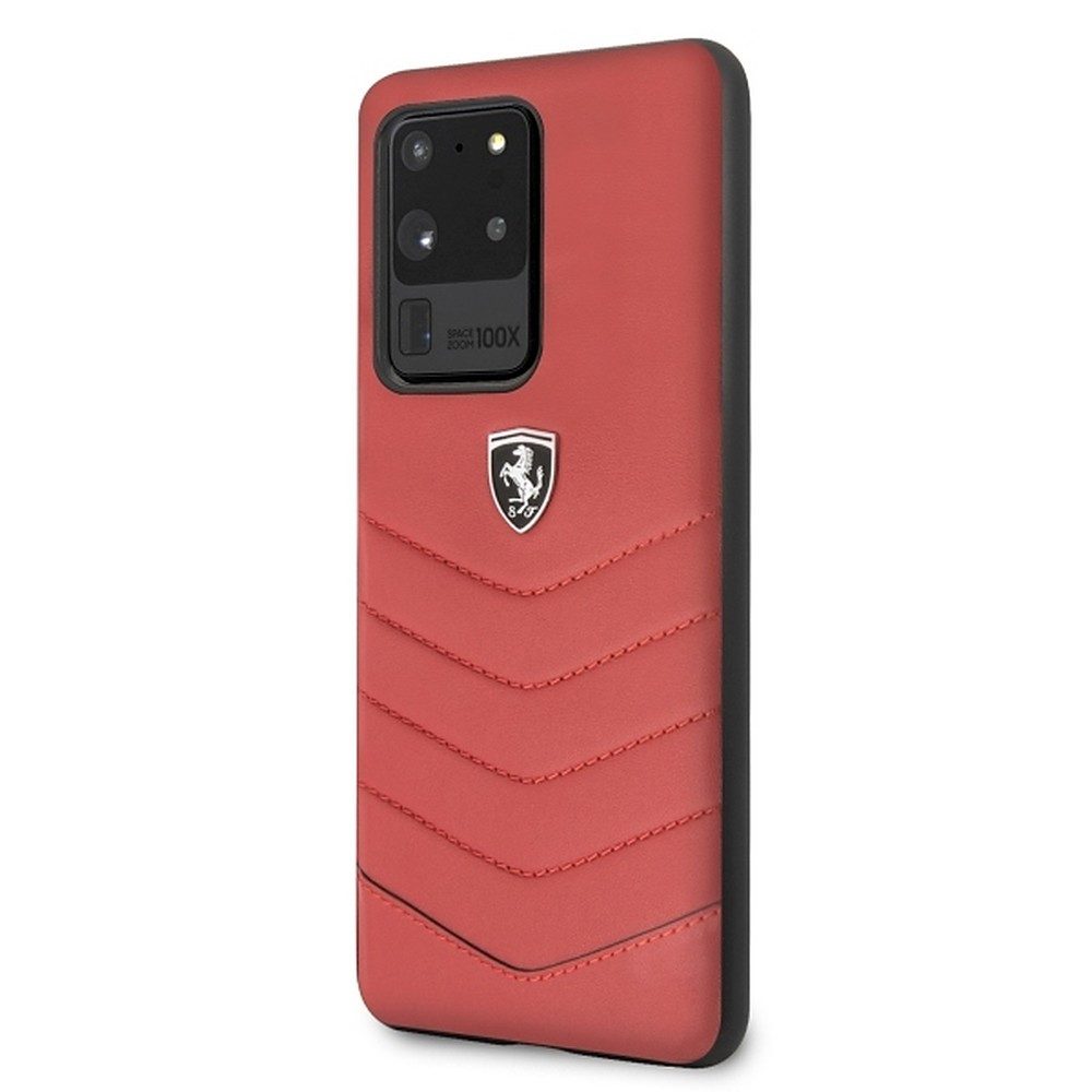 Ferrari Handyhülle Lederhülle Cover, Echtleder, gesteppt, kabellos ladefähig