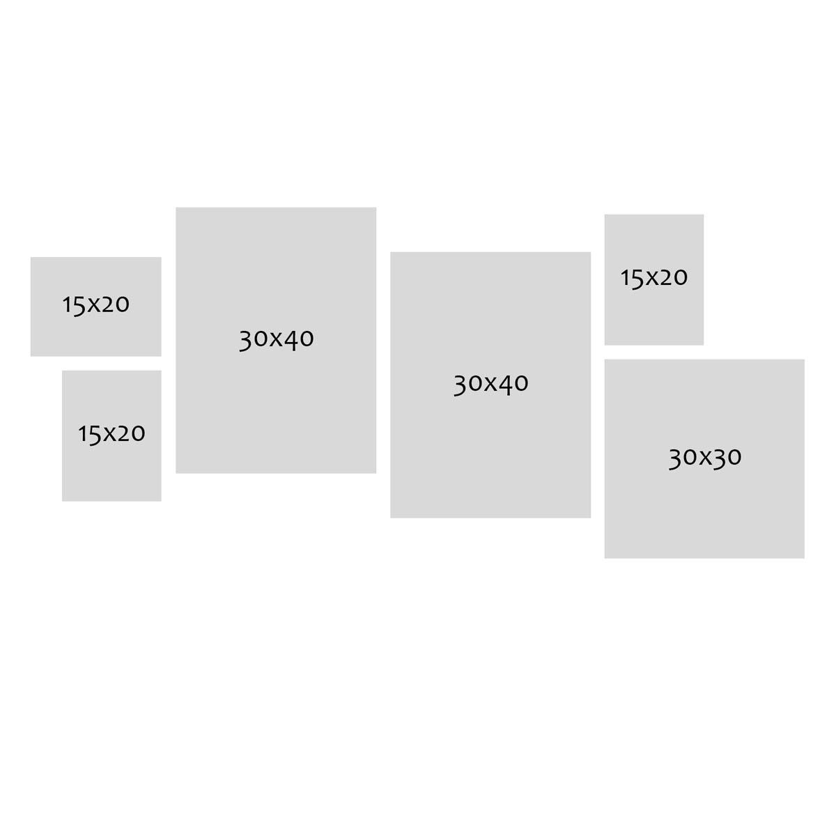 30x30 PHOTOLINI 30x40 Schmal Set und Bilderrahmen 15x20, 6er Modern cm Silber