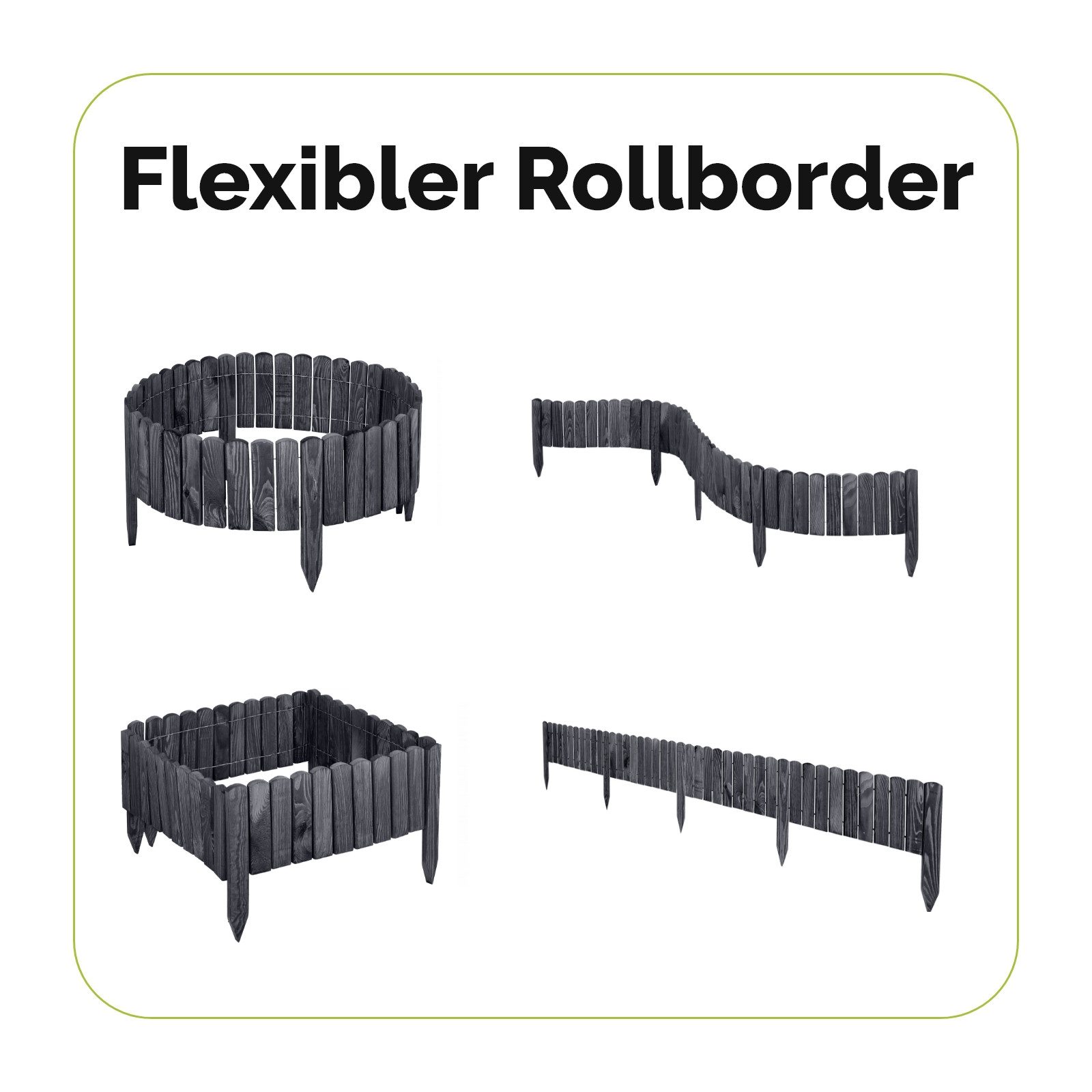 Garronda Rasenkante Beeteinfassung Holz Rollzaun Flexibler Rollborder Länge: 2m GD-0046, LxH: 2x8 cm – Bild 3 von 5