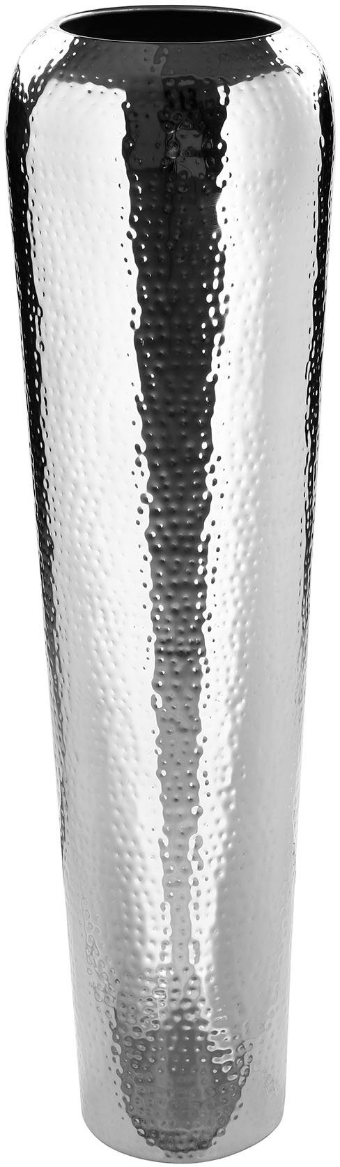 Fink Dekovase TUTZI, mit gehämmerter Struktur (1 St), Vase aus Metall,  vernickelt, Bodenvase, Ein Blickfang mit und ohne Blumen