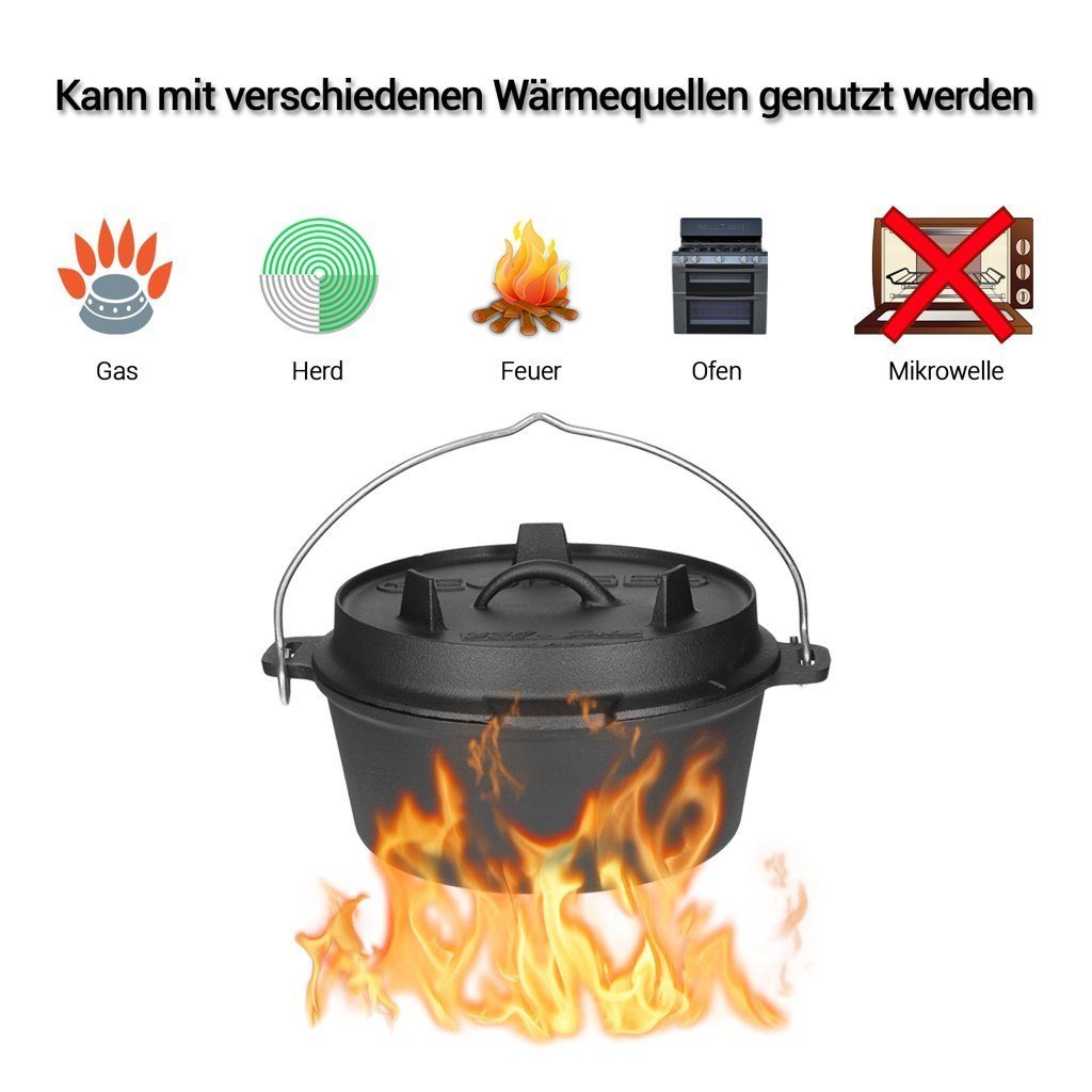 Premium preseasoned Füßen TP (bereits mit Dutch - Oven inkl. eingebrannt) Schmortopf