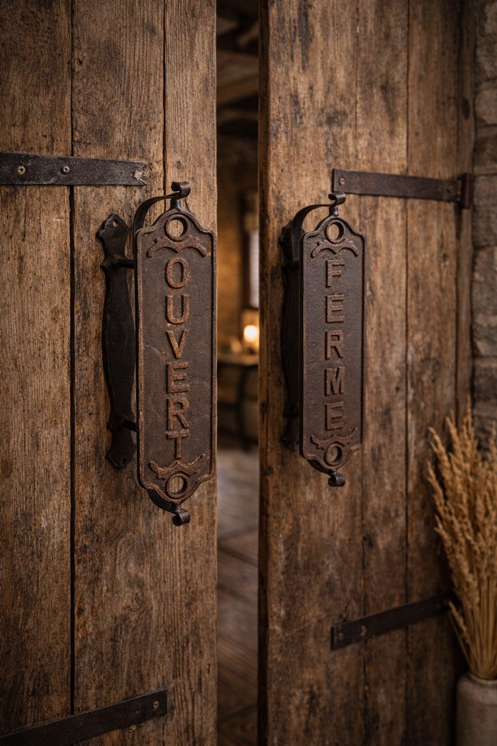 AnticLine Türgriffpaar Antic Line Vintage Türgriffe offen/geschlossen aus Gusseisen H 38cm