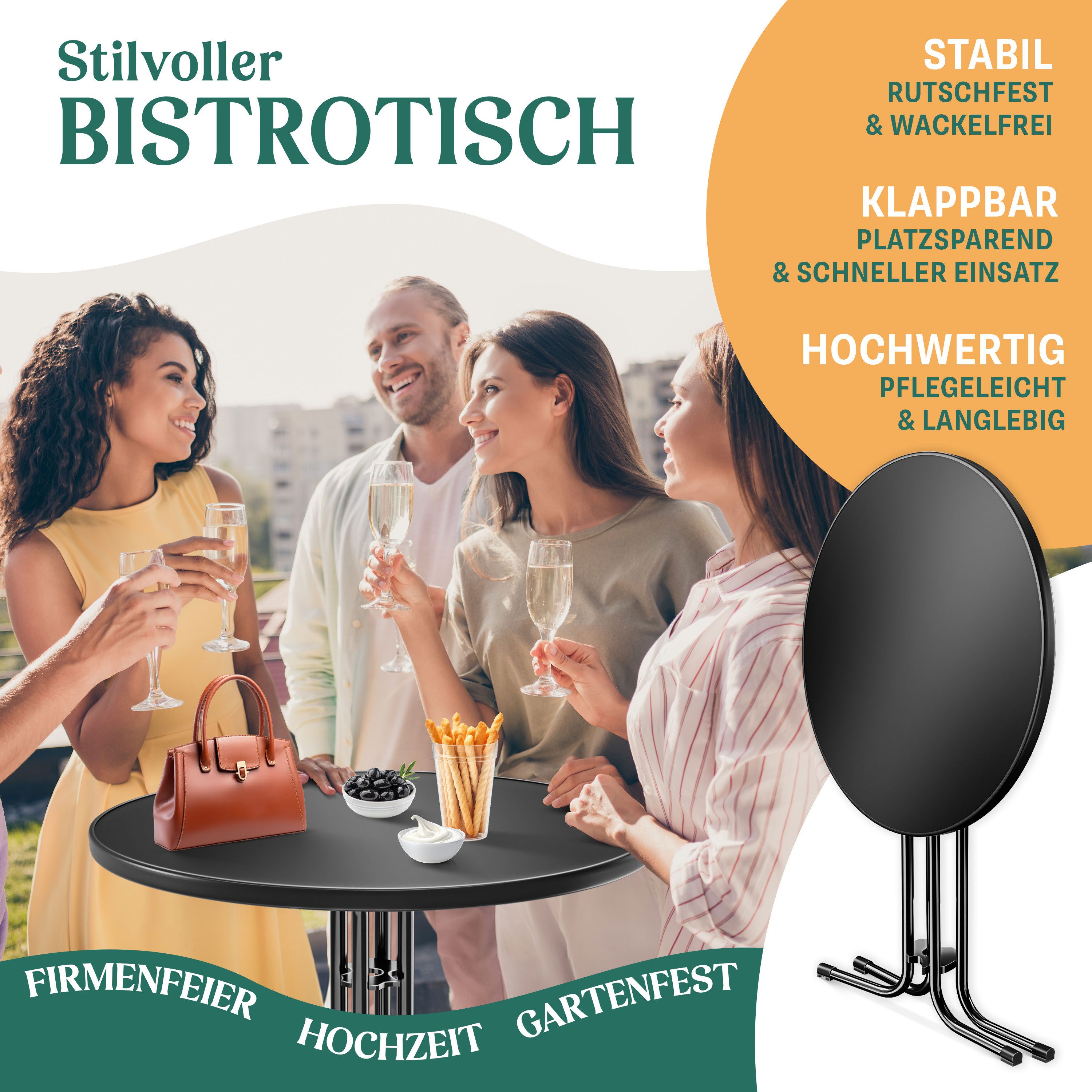 KESSER Bistrotisch (1-St), Gastro Stehtisch klappbar Gastronomie Bistrotisch rund