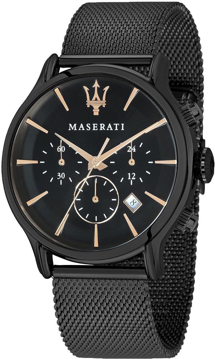 MASERATI Chronograph »UMAR8873618006 Maserati Herren Uhr Chronograph«,  (Chronograph), Herren Armbanduhr rund, groß (ca. 42mm), Edelstahlarmband  schwarz online kaufen | OTTO