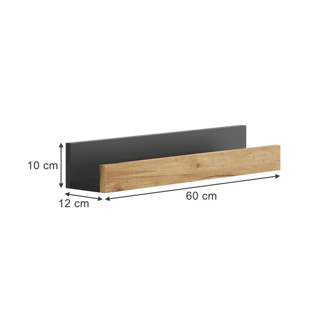 Vicco Bücherregal Tomy, Anthrazit/Goldkraft Eiche, 60 günstig online kaufen