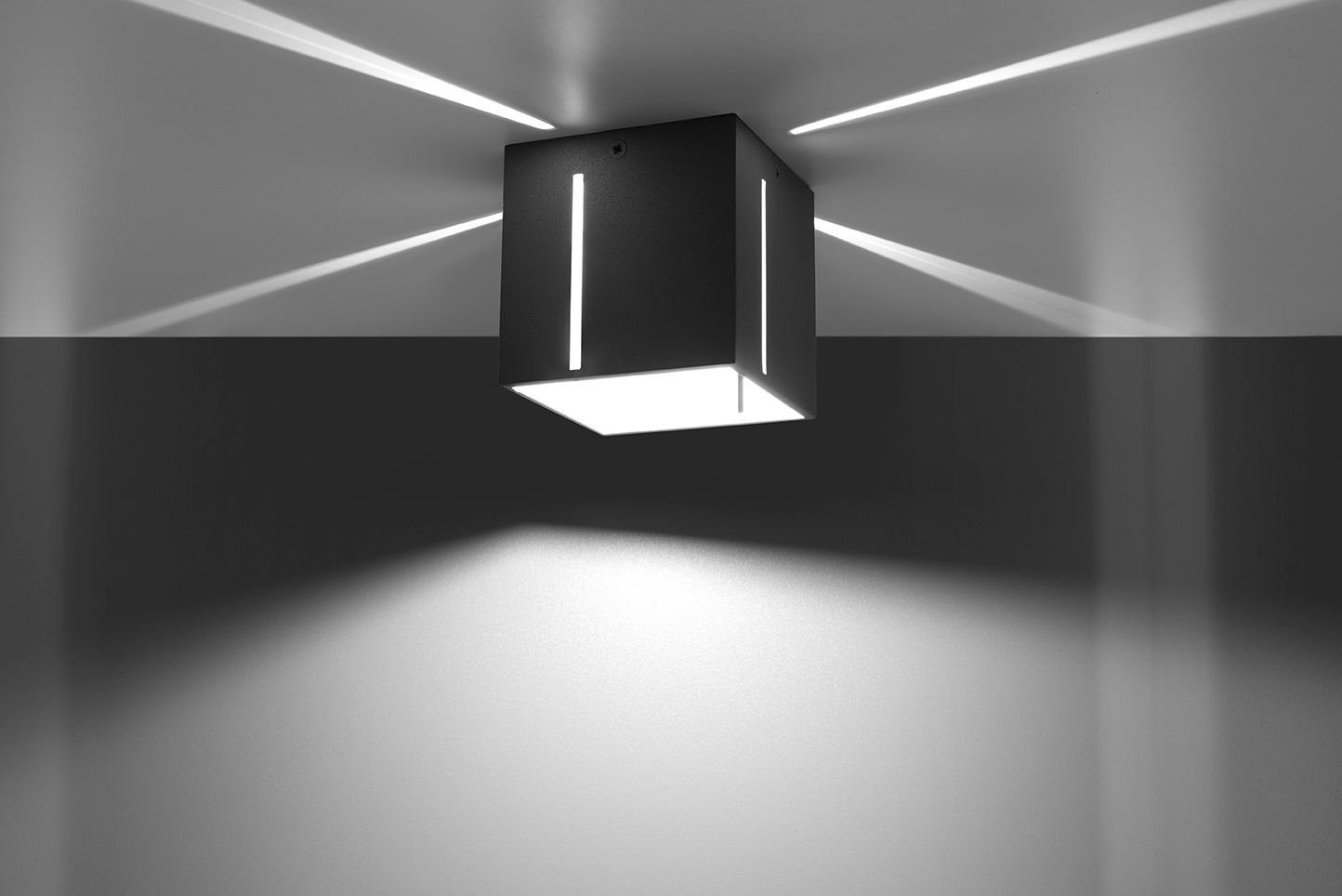 Deckenleuchte Deckenlampe Modern quadratisch Licht-Erlebnisse Grau Aluminium Flur LED kompakt FUFIA, wechselbar, Warmweiß, B:10cm