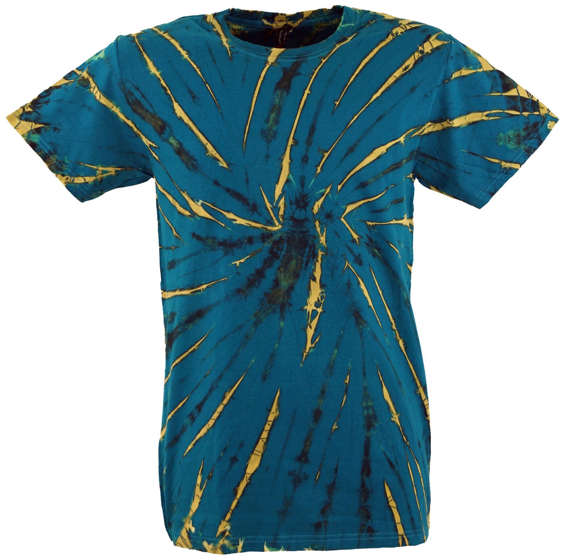 Guru-Shop T-Shirt Batik T-Shirt, Herren Kurzarm Tie Dye Shirt -.. Handarbeit, Hippie, Festival, Goa Style, alternative Одяг