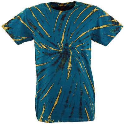 Guru-Shop T-Shirt Batik T-Shirt, Herren Kurzarm Tie Dye Shirt -.. Handarbeit, Hippie, Festival, Goa Style, alternative Bekleidung