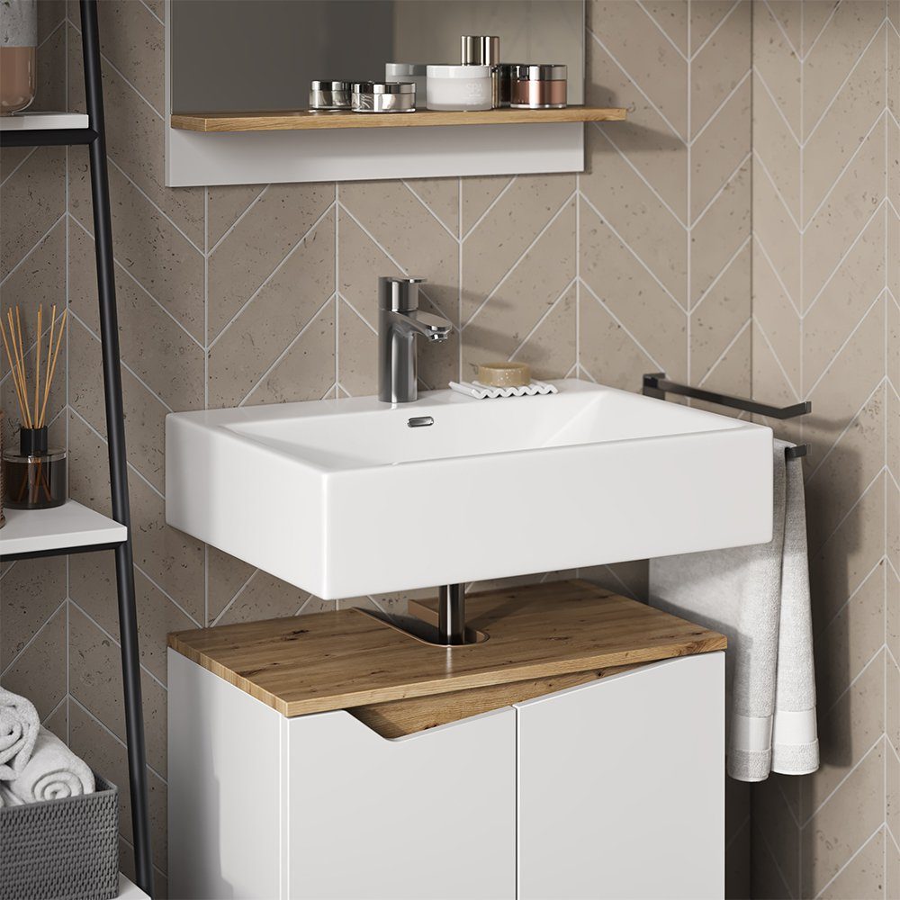 Vicco Waschbeckenunterschrank Marelle, Weiß/Artisan-Eiche, 60 x 57.5 cm mit 2 Türen (1-St) – Bild 5 von 5
