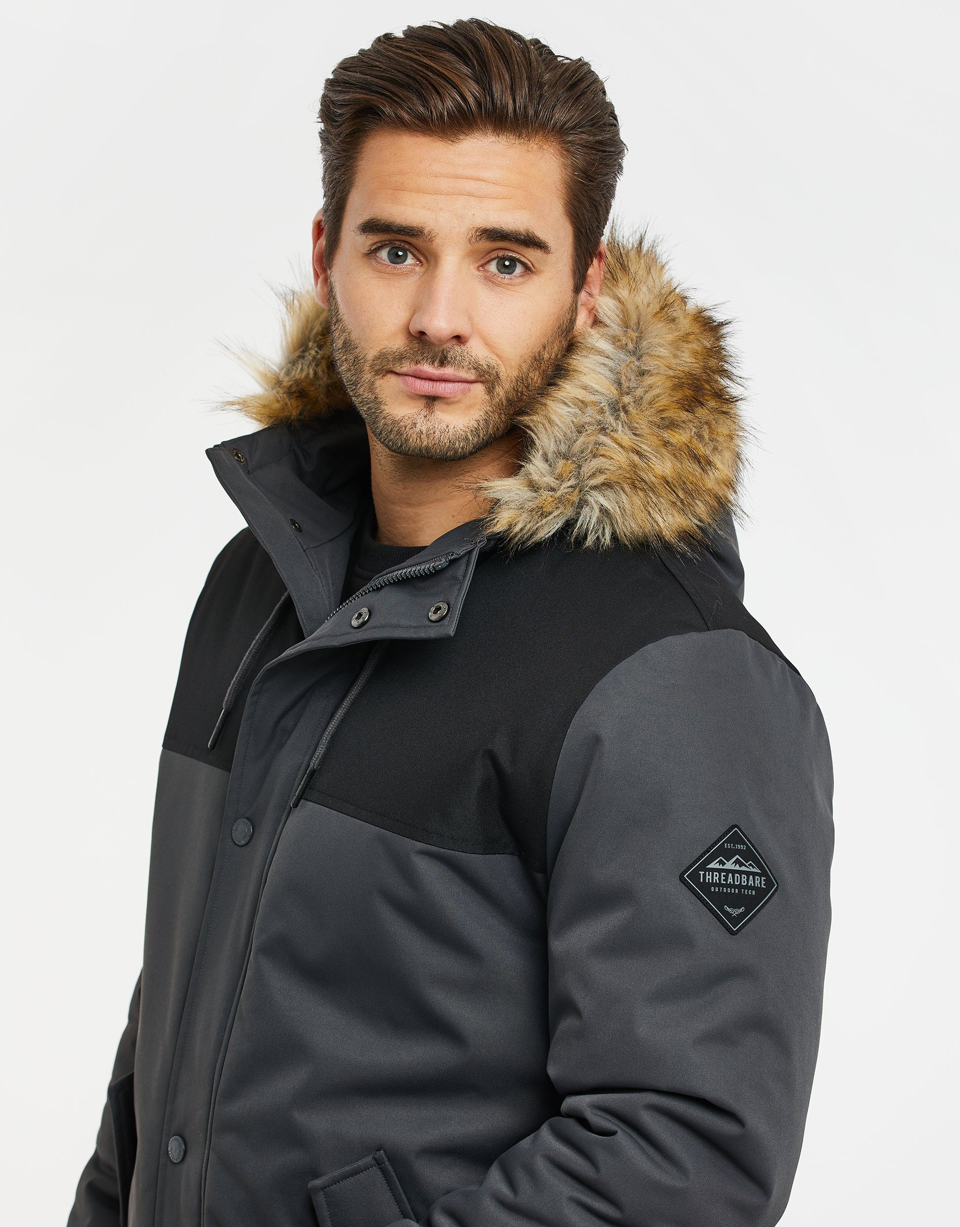 Standard (GRS) Jacket THB Wintermantel /Charcoal Global Black Recycled zertifiziert Threadbare Parkston