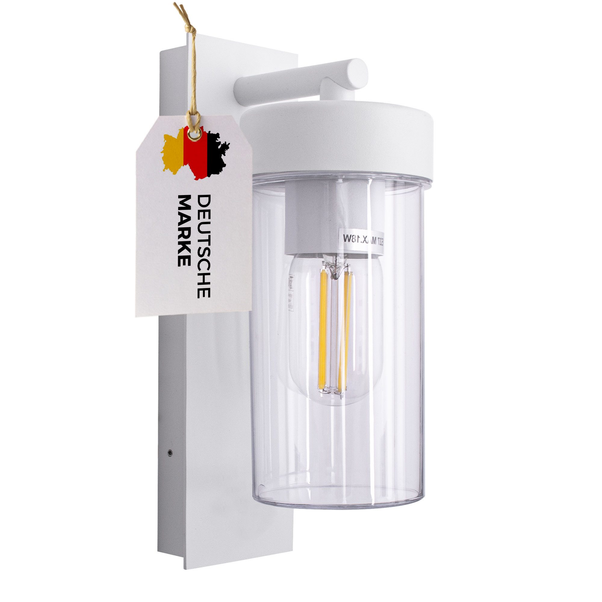 Maxkomfort Außen-Wandleuchte 4052 – Weiß oder Schwarz, IP44, optional mit Bewegungsmelder, ohne Bewegungsmelder, ohne Leuchtmittel